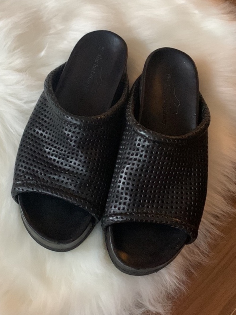 Black Perforated Slide Sandals - the last conspiracy